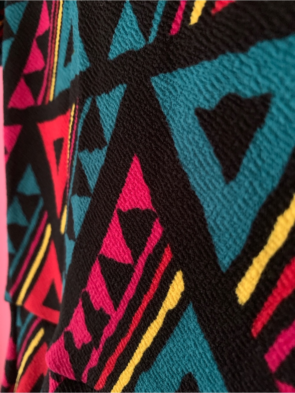 LuLaRoe Multicolor Geometric Fit & Flare Dress - Teal, Red, Black Print XS - Picture 4 of 12
